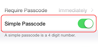 Simple passcode switch